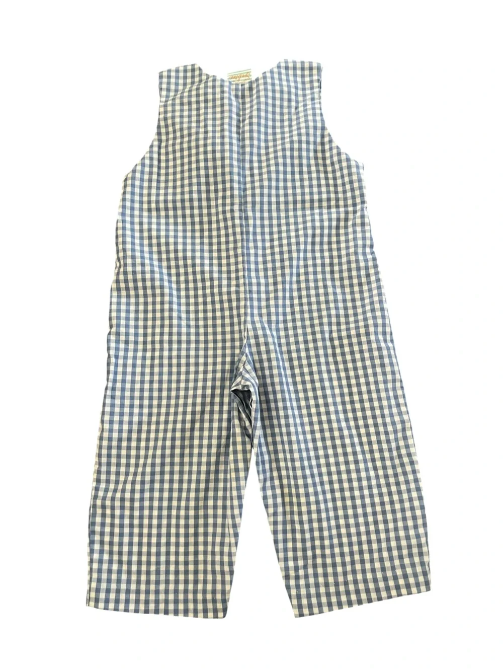Southern Sunshine Boys Smocked Pumpkin Blue Gingham Longall Romper, Size 24M